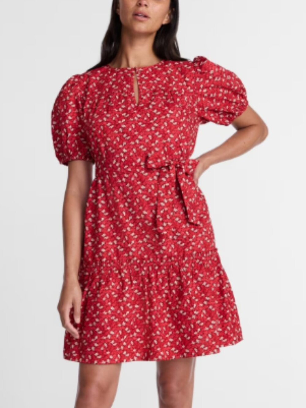 Time and Tru Women's Cotton Mini Dress with Puff Sleeves, Size XS NWT